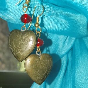 VINTAGE heart locket earrings!